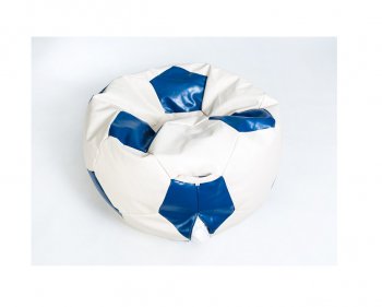 Кресло-мешок Мяч большой Экокожа бело-синее в Тарко-Сале - tarko-sale.mebel-74.com | фото