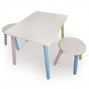 Детский комплект стол и два табурета круглых  (Белый, Белый, Цветной) в Тарко-Сале - tarko-sale.mebel-74.com | фото