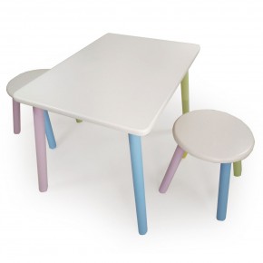 Детский комплект стол и два табурета круглых с накладкой Космос  (Белый, Белый, Цветной) в Тарко-Сале - tarko-sale.mebel-74.com | фото