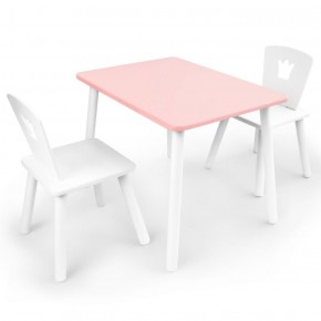 Комплект детской мебели стол и два стула Корона  (Розовый/Белый/Белый) в Тарко-Сале - tarko-sale.mebel-74.com | фото