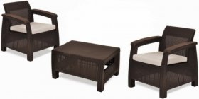 Комплект мебели Корфу Уикенд (Corfu Weekend) коричневый - серо-бежевый * в Тарко-Сале - tarko-sale.mebel-74.com | фото