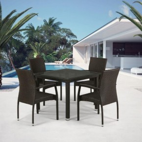 Комплект плетеной мебели T257A/YC379A-W53 Brown (4+1) + подушки на стульях в Тарко-Сале - tarko-sale.mebel-74.com | фото