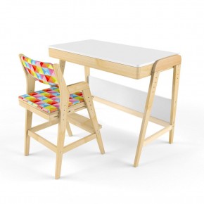 Комплект растущий стол и стул с чехлом 38 попугаев «Вуди» (Белый, Береза, Ромбы) в Тарко-Сале - tarko-sale.mebel-74.com | фото