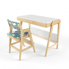 Комплект растущий стол и стул с чехлом 38 попугаев «Вуди» (Белый, Береза, Салют) в Тарко-Сале - tarko-sale.mebel-74.com | фото