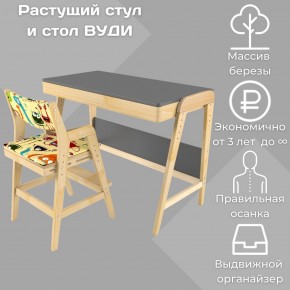 Комплект растущий стол и стул с чехлом 38 попугаев «Вуди» (Серый, Без покрытия, Монстры) в Тарко-Сале - tarko-sale.mebel-74.com | фото