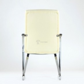 Кресло Barneo K-25 для посетителей и переговорных (хром, бежевая экокожа) в Тарко-Сале - tarko-sale.mebel-74.com | фото