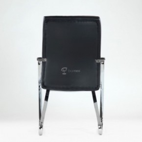 Кресло Barneo K-25 для посетителей и переговорных (хром, черная экокожа) в Тарко-Сале - tarko-sale.mebel-74.com | фото