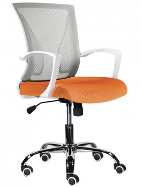 Кресло BRABIX "Wings MG-306", пластик белый, хром, сетка, серое/оранжевое, 532011 в Тарко-Сале - tarko-sale.mebel-74.com | фото