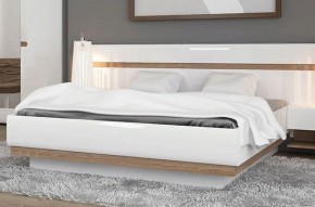 Кровать 160/TYP 94-01 с подъемником, LINATE ,цвет белый/сонома трюфель в Тарко-Сале - tarko-sale.mebel-74.com | фото