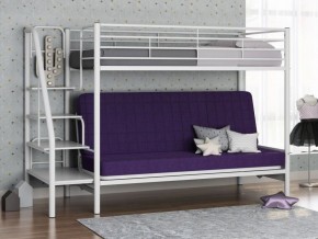 Кровать двухъярусная с диваном "Мадлен-3" (Белый/Фиолетовы) в Тарко-Сале - tarko-sale.mebel-74.com | фото
