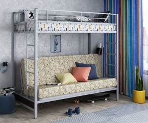 Кровать двухъярусная с диваном "Мадлен" (Серый/Фиолетовый) в Тарко-Сале - tarko-sale.mebel-74.com | фото