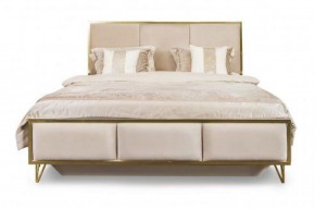 Кровать Lara 1600 с мягким изголовьем + основание (белый глянец) в Тарко-Сале - tarko-sale.mebel-74.com | фото