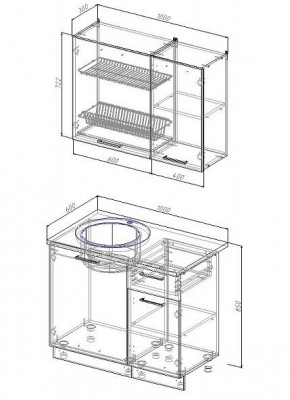 Кухонный гарнитур Графика 1000 (Стол. 26мм) в Тарко-Сале - tarko-sale.mebel-74.com | фото