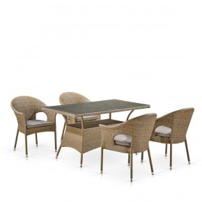 Обеденный комплект плетеной мебели T198B/Y79B-W56 Light Brown (4+1) в Тарко-Сале - tarko-sale.mebel-74.com | фото