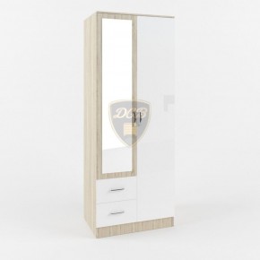 Шкаф 2-х створчатый с зеркалом Софи СШК 800.3 (дуб сонома/белый глянец) в Тарко-Сале - tarko-sale.mebel-74.com | фото