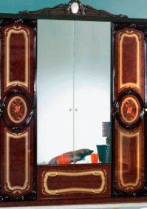 Шкаф 4-х дверный с зеркалами (01.144) Роза (могано) в Тарко-Сале - tarko-sale.mebel-74.com | фото