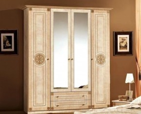 Шкаф 4-х дверный с зеркалами (02.144) Рома (беж) в Тарко-Сале - tarko-sale.mebel-74.com | фото