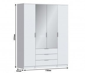Шкаф 4х дверный с зеркалами Николь СБ-2595/1 (Белый) в Тарко-Сале - tarko-sale.mebel-74.com | фото
