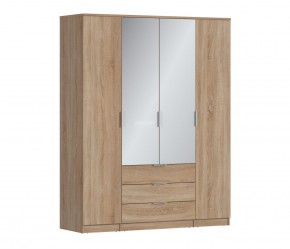 Шкаф 4х дверный с зеркалами Николь СБ-2595/1 (Дуб Сонома) в Тарко-Сале - tarko-sale.mebel-74.com | фото
