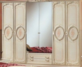 Шкаф 6-и дверный с зеркалами (01.146) Роза (беж) в Тарко-Сале - tarko-sale.mebel-74.com | фото