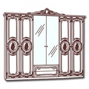 Шкаф 6-и дверный с зеркалами (01.146) Роза (могано) в Тарко-Сале - tarko-sale.mebel-74.com | фото