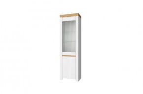 Шкаф с витриной  1V1D, TAURUS, цвет белый/дуб вотан в Тарко-Сале - tarko-sale.mebel-74.com | фото