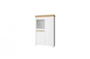Шкаф с витриной 1V2D, TAURUS, цвет белый/дуб вотан в Тарко-Сале - tarko-sale.mebel-74.com | фото