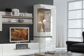 Шкаф с витриной 3D/TYP 01L, LINATE ,цвет белый/сонома трюфель в Тарко-Сале - tarko-sale.mebel-74.com | фото