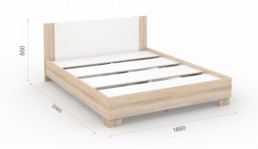Спальня Аврора Кровать 160 со встроенным основанием под матрас Дуб сонома/Белый в Тарко-Сале - tarko-sale.mebel-74.com | фото