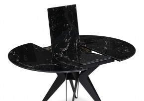 Стол стеклянный Рикла 110(150)х110х76 черный мрамор / черный в Тарко-Сале - tarko-sale.mebel-74.com | фото